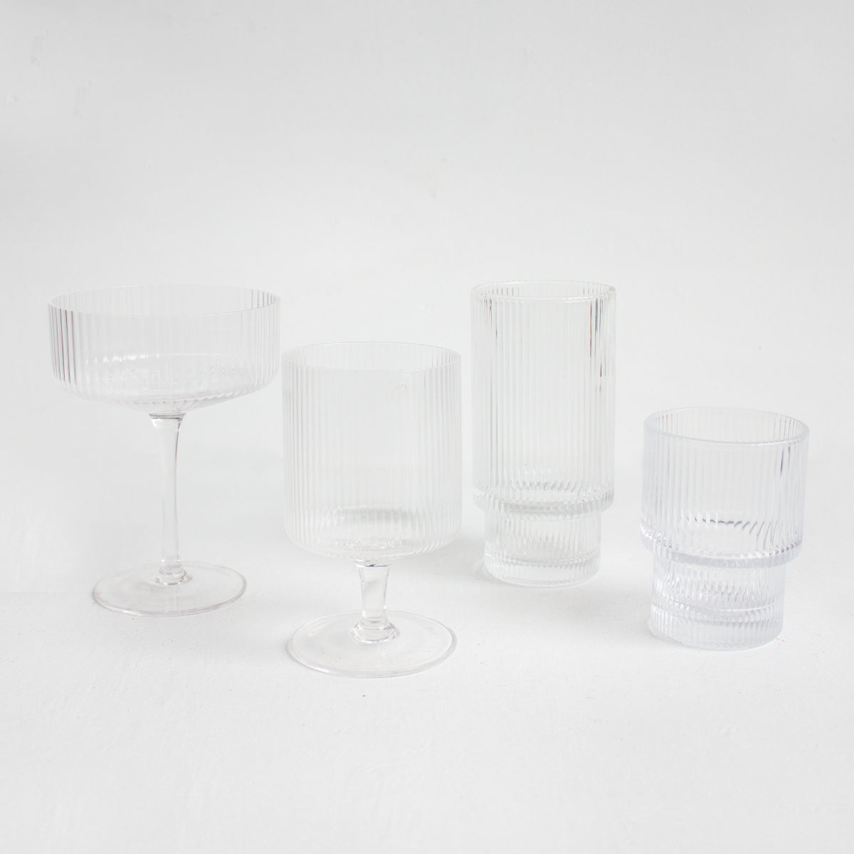 Short Vertical Ribbed Glass with Stem