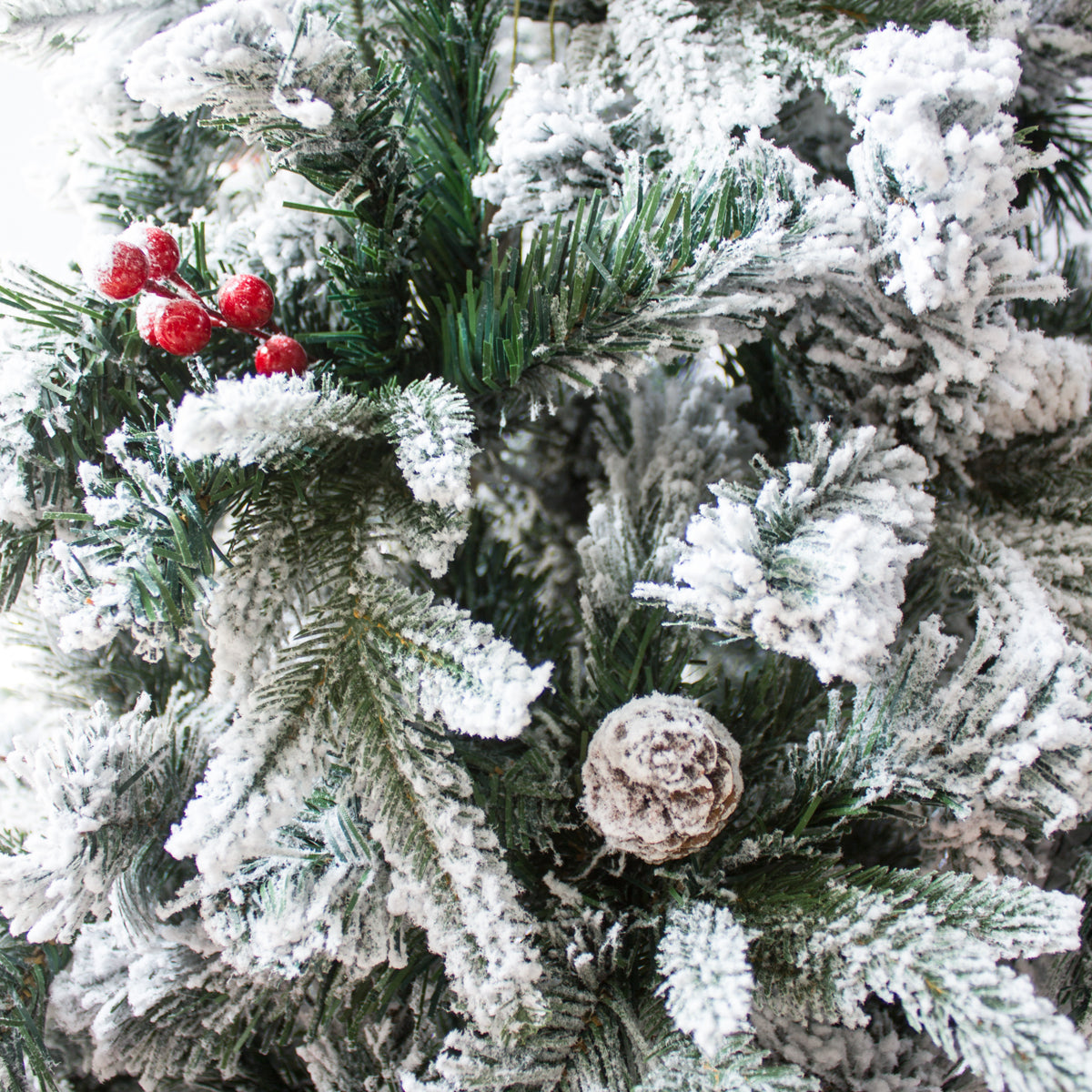 Slim Frosted Christmas Tree with Berries and Pine Cones